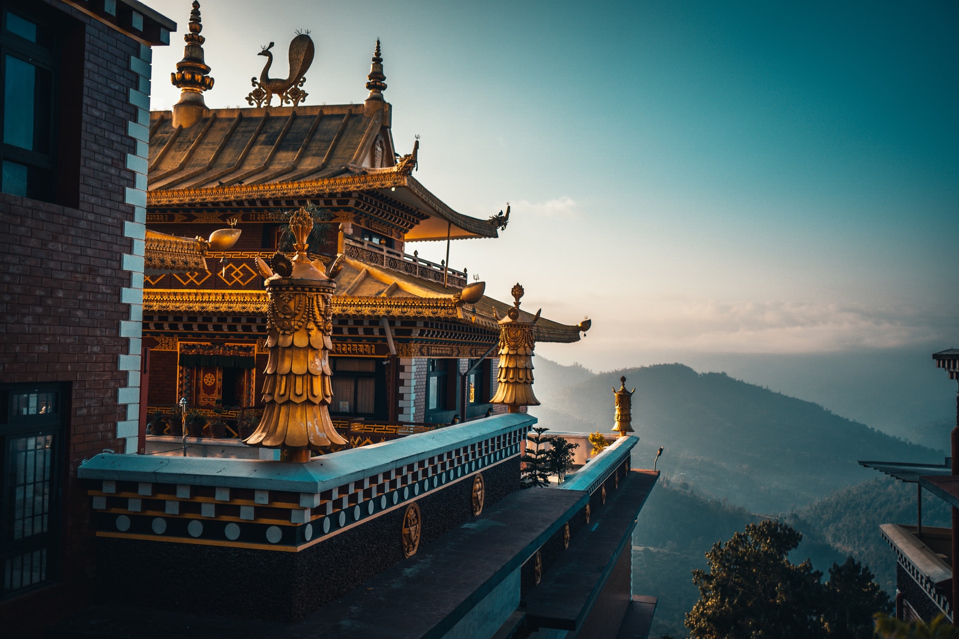 Buddhist monastery Thrangu Tashi Yangtse, Nepal near Stupa Namobuddha in the Himalaya mountains by Raimond Klavins