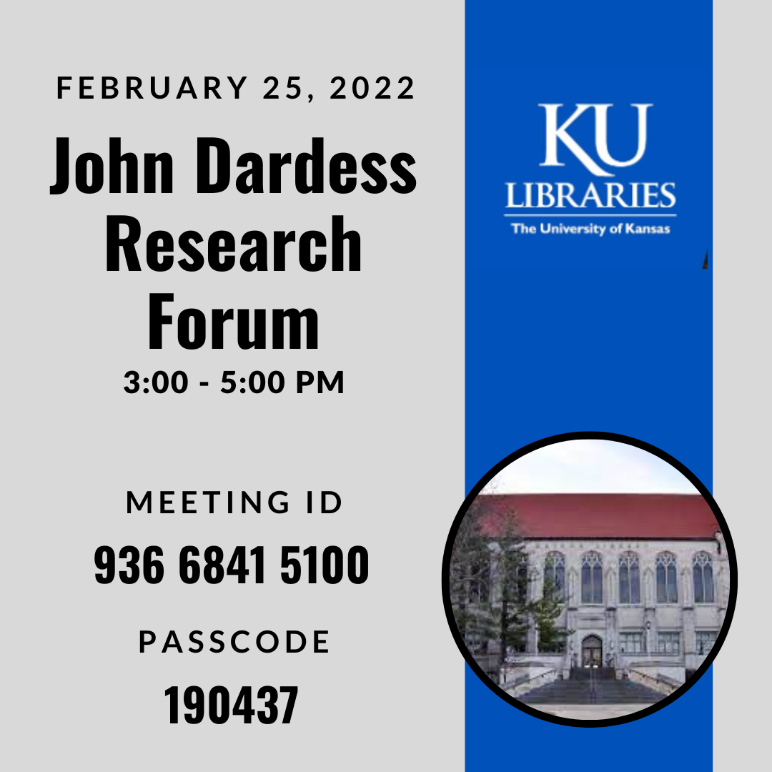 John Dardess Research Forum graphic - event details below